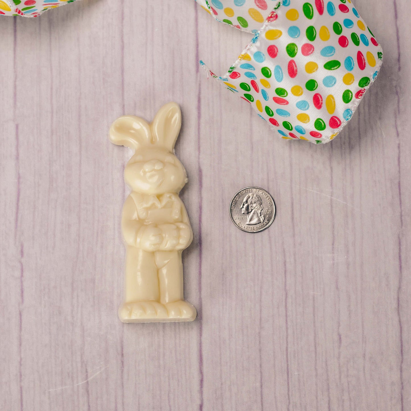 3 ounce white coating (tastes like white chocolate) floppy-eared bunny