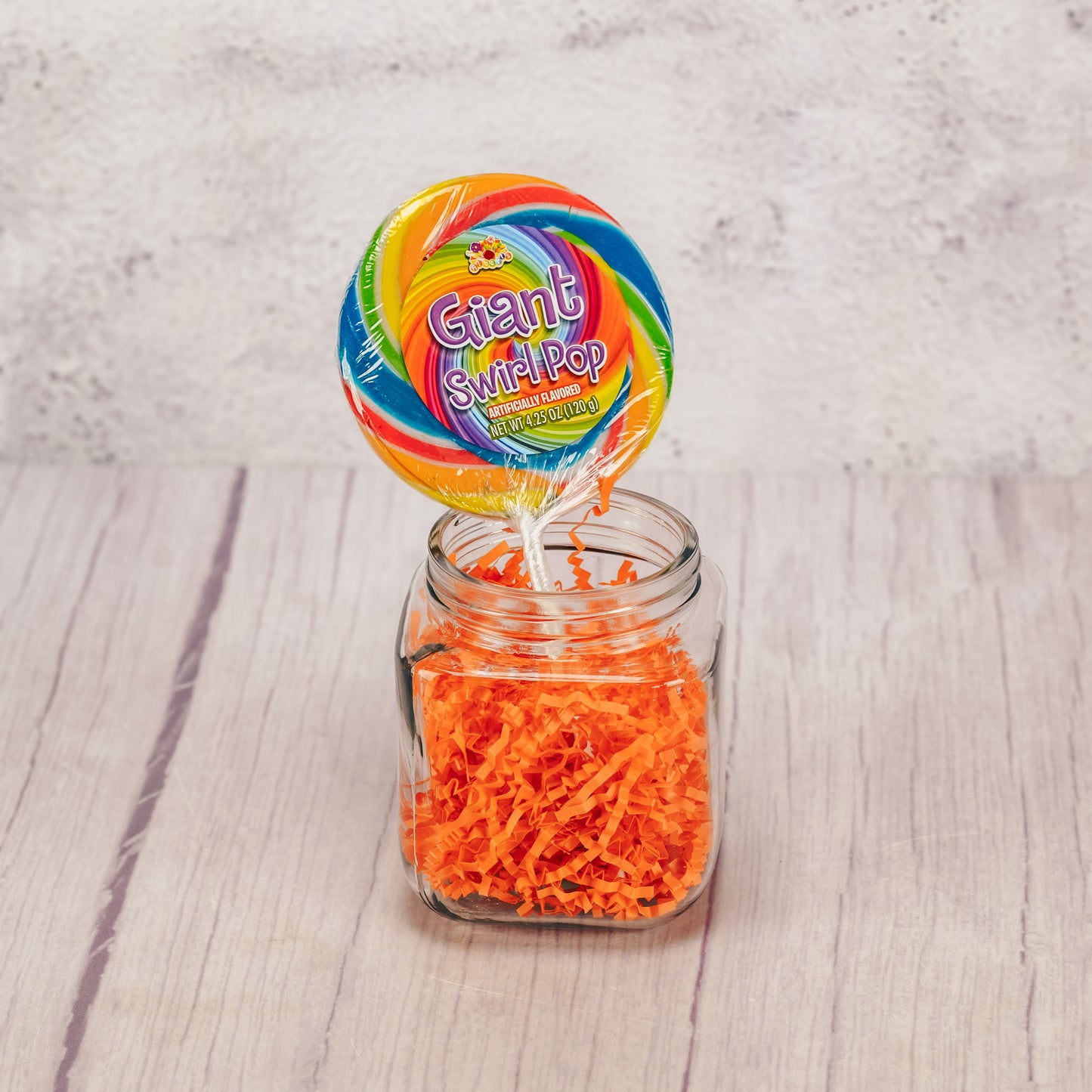 a large swirl lollipop sucker