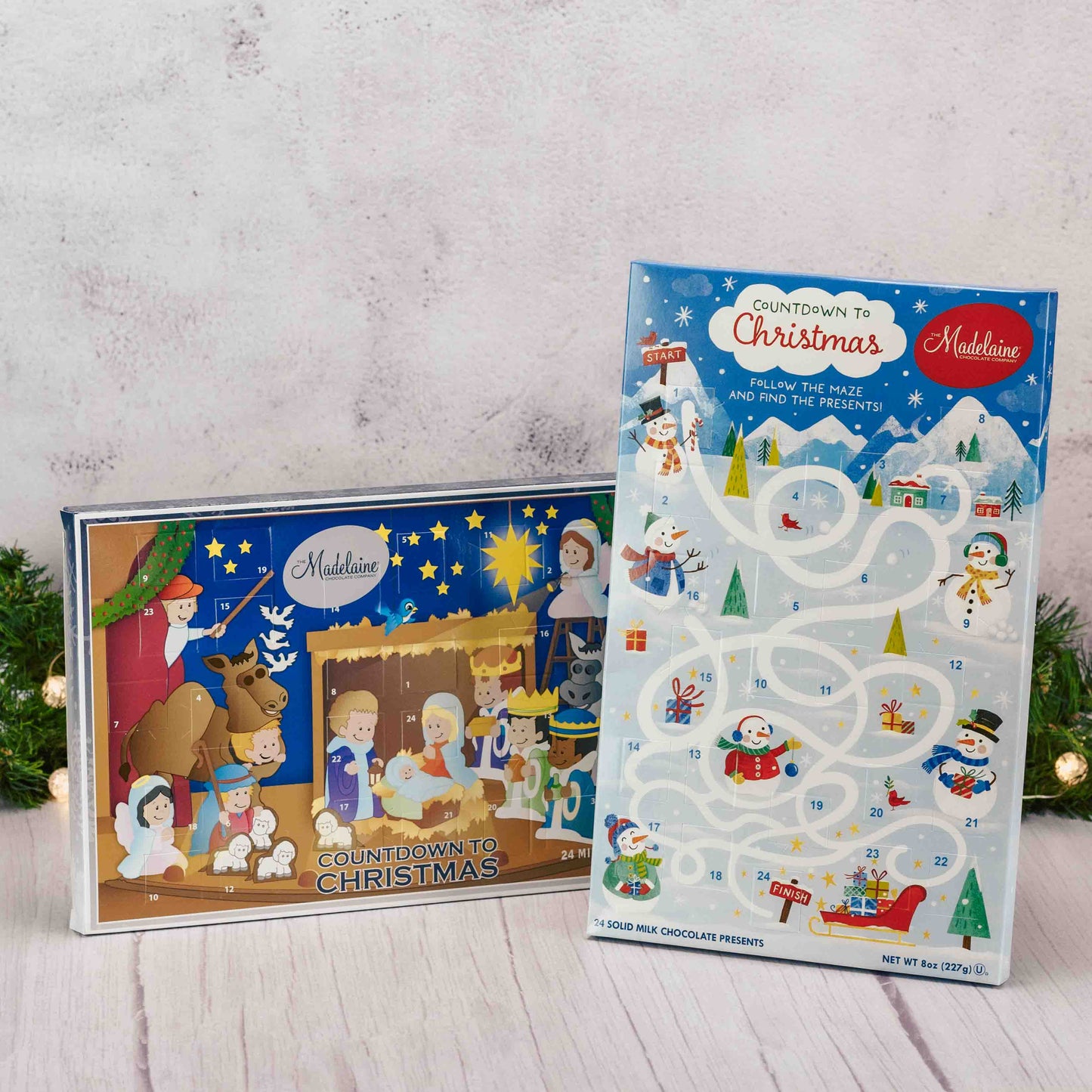 Enjoy counting down the days to Christmas with the classic Advent Calendar, even better, these are filled with 24 delicious Milk Chocolate Foil Wrapped Presents! Open a sweet treat each day as you await the joy of Christmas! Choose a Nativity or Snowman Maze calendar.