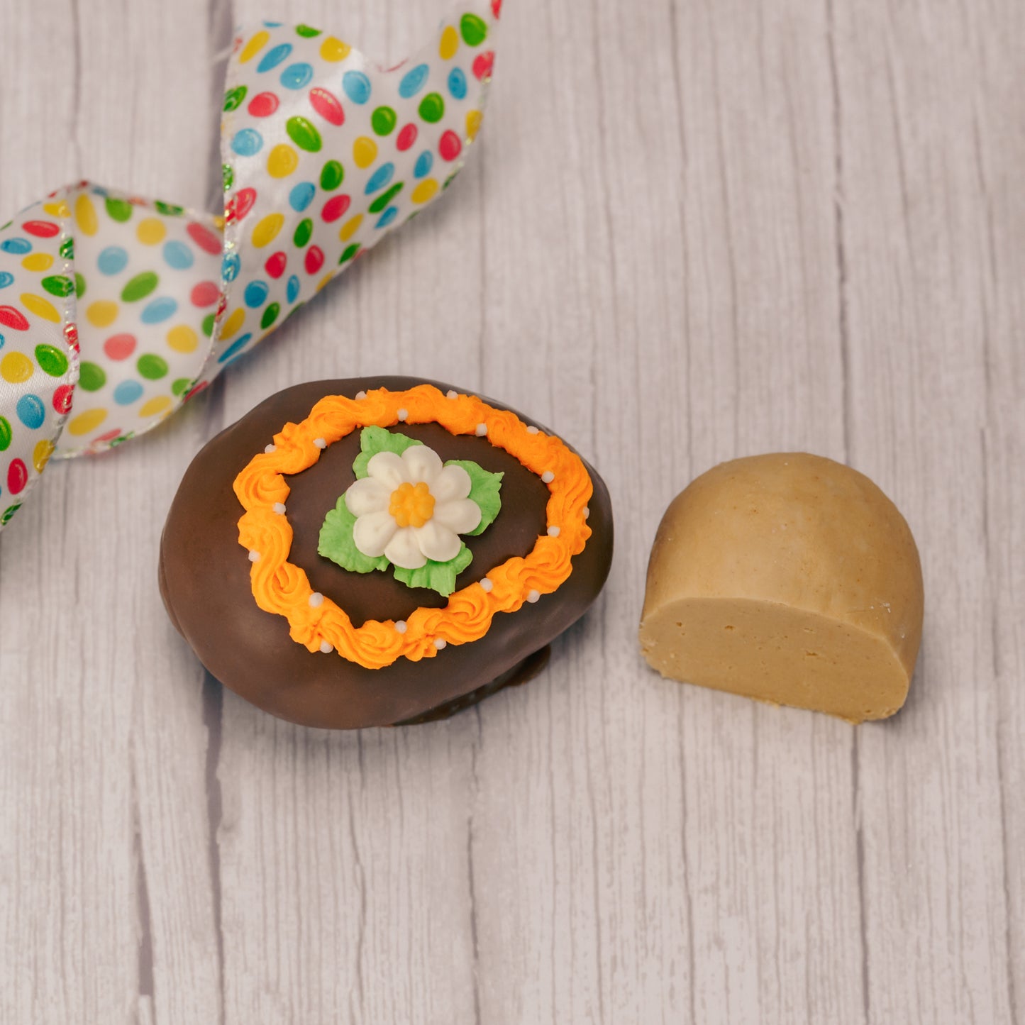 smooth peanut butter cream filled eggs for Easter in milk or dark chocolate or white coating