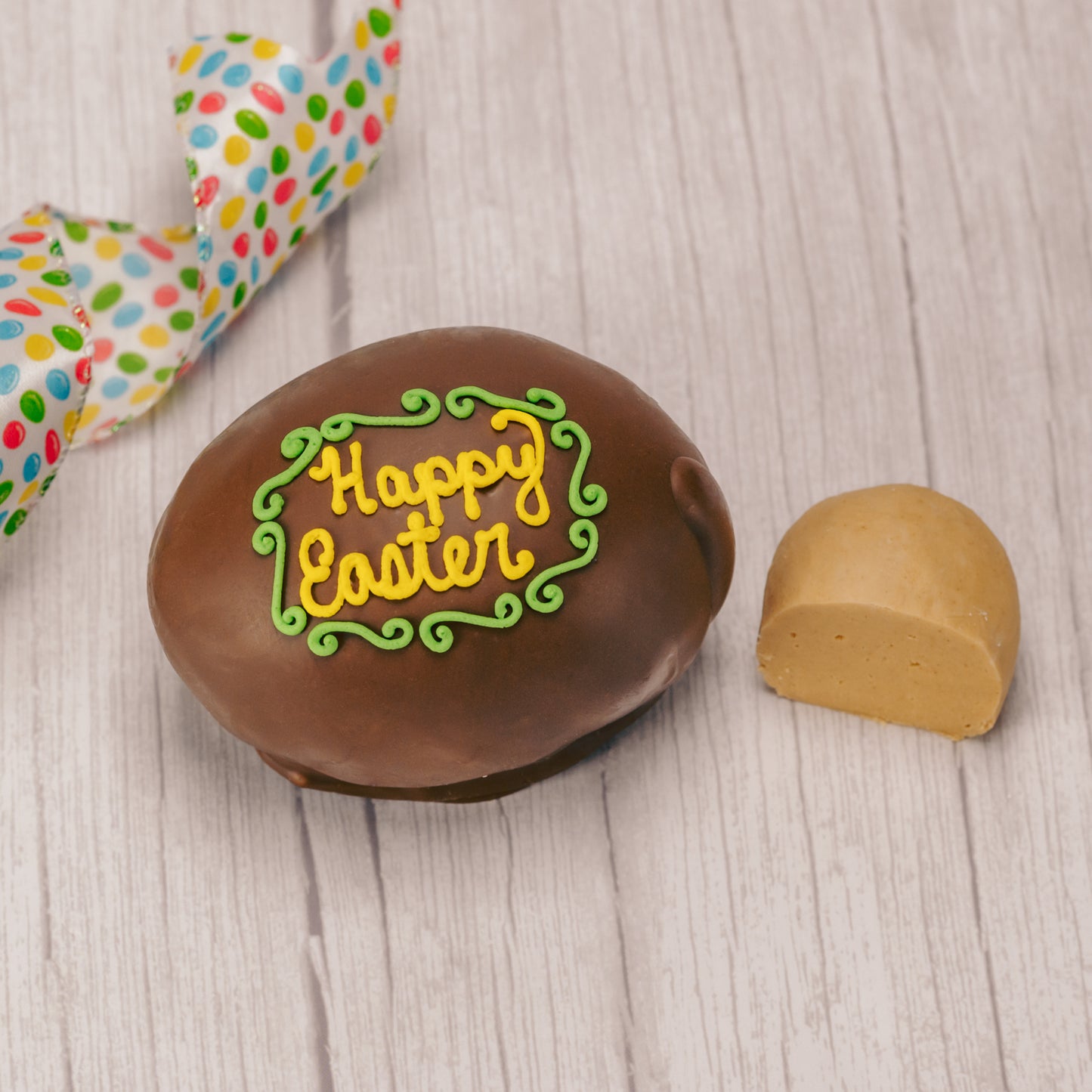 smooth peanut butter cream filled eggs for Easter in milk or dark chocolate or white coating