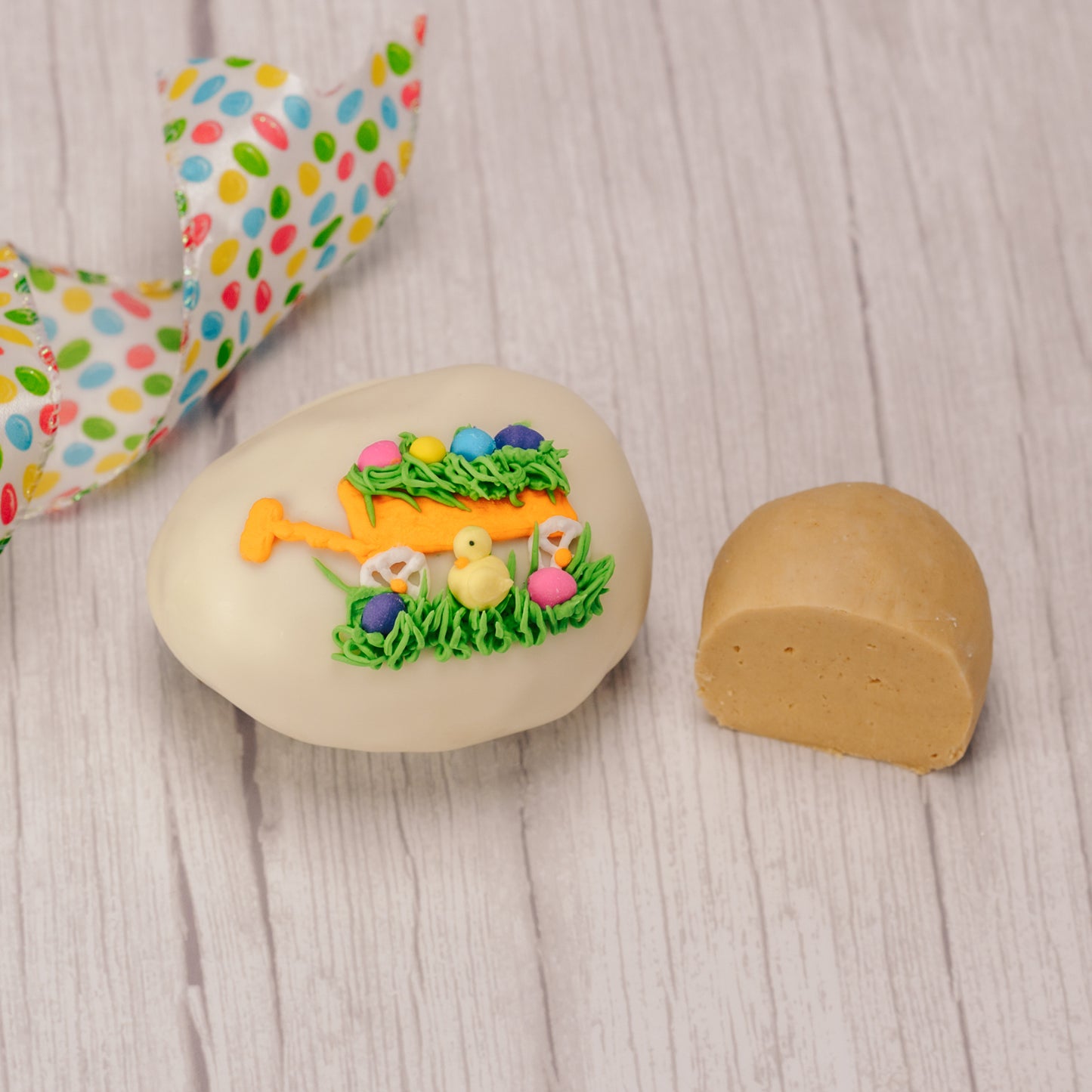 smooth peanut butter cream filled eggs for Easter in milk or dark chocolate or white coating
