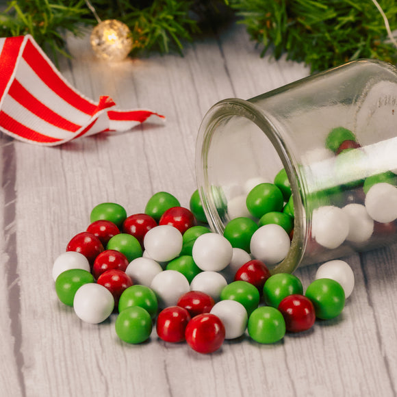 a half pound bag of christmas dutch mints in green, red and white