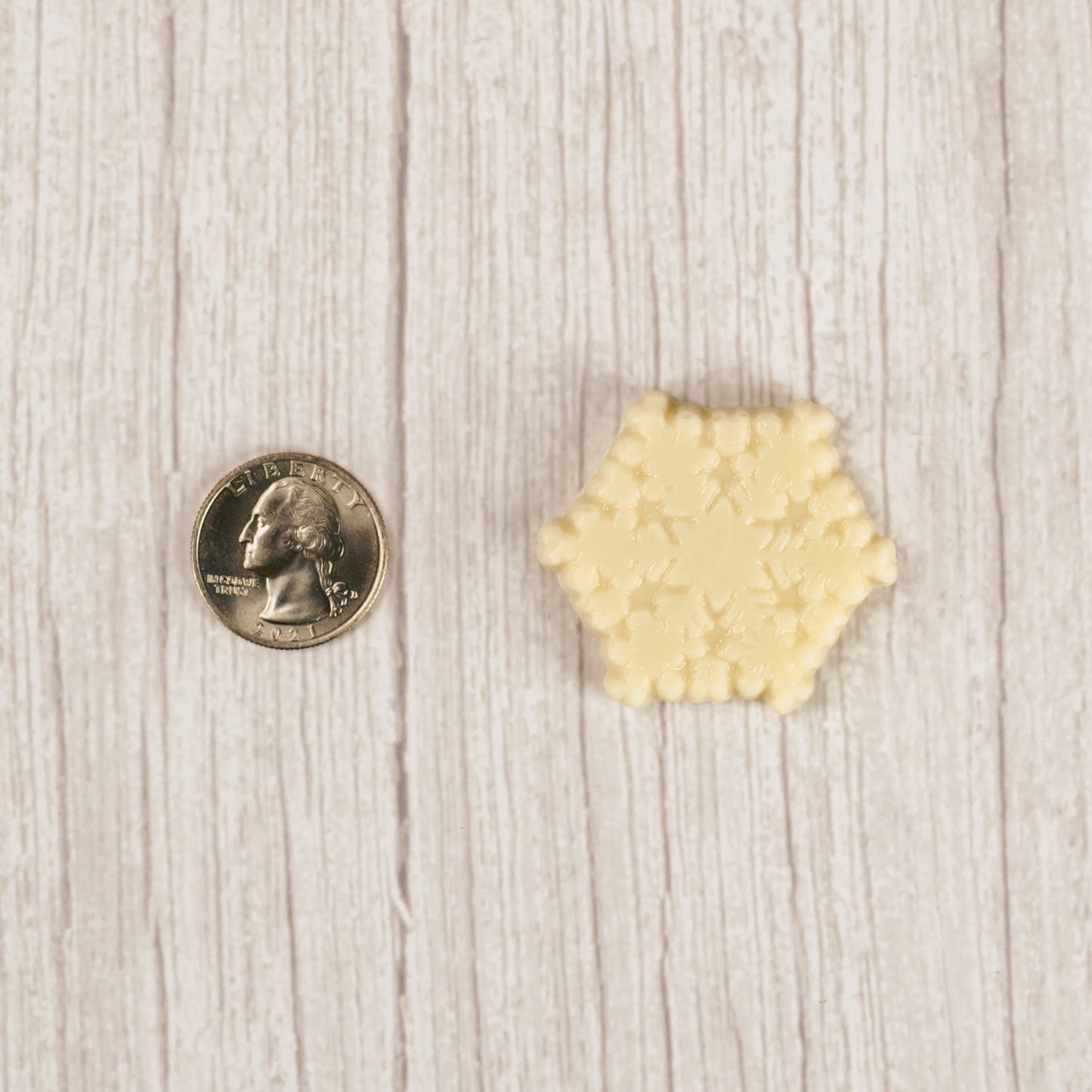 small bite-size white coating snowflake. packaged individually