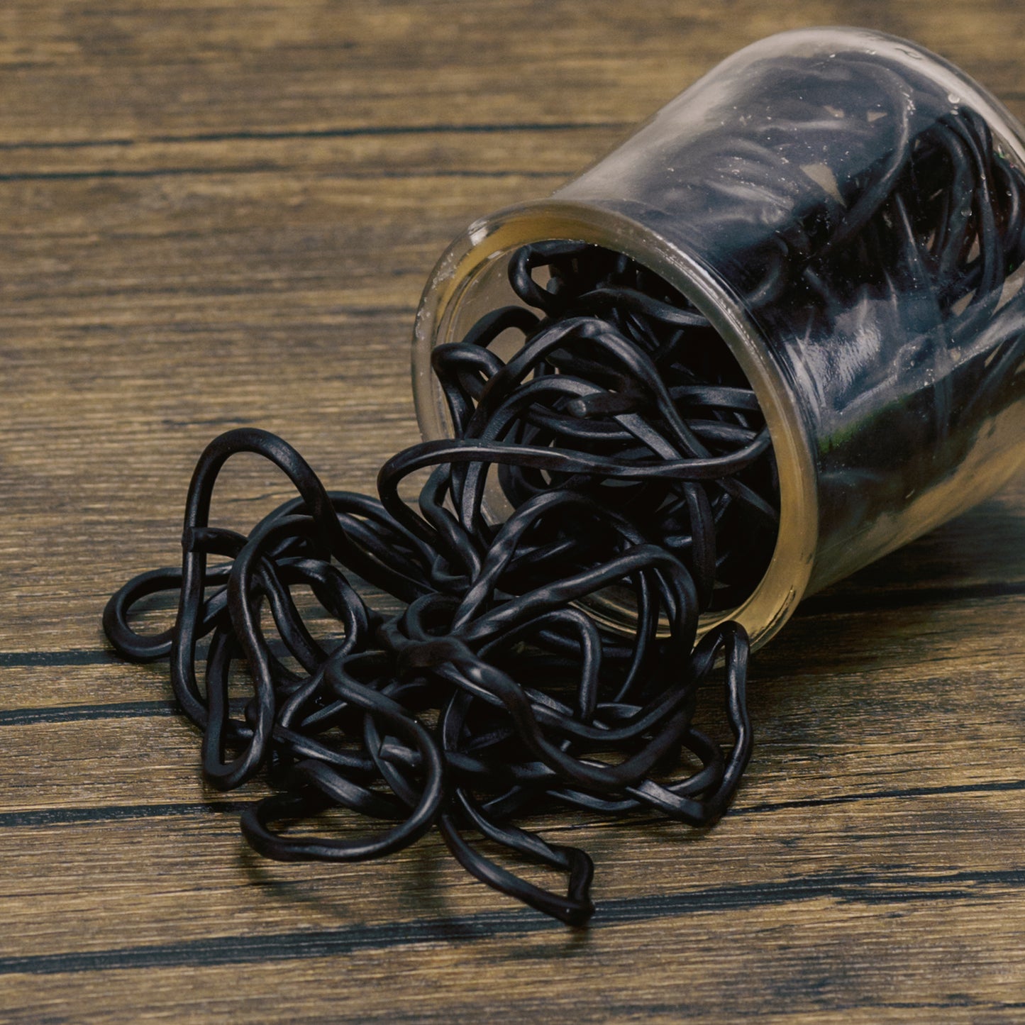 long laces of black licorice in half pound bags.