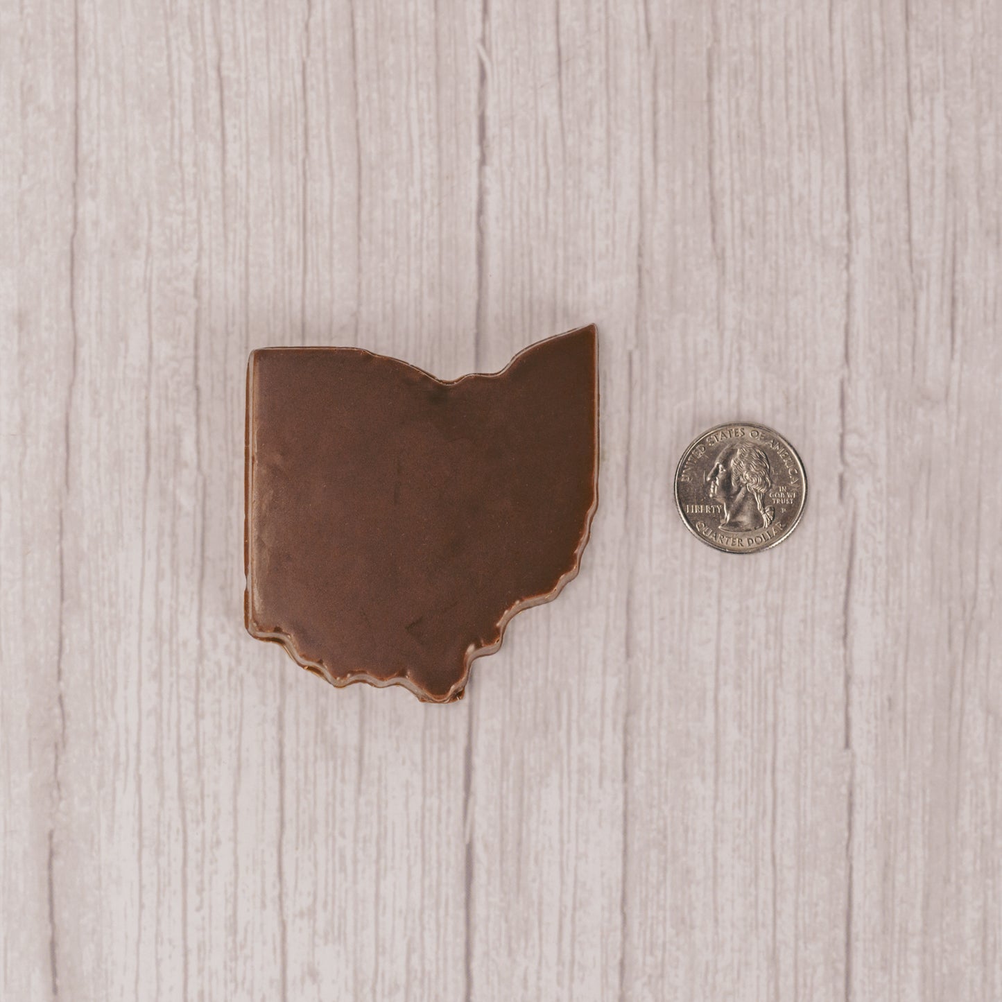 the shape of Ohio in smooth milk chocolate