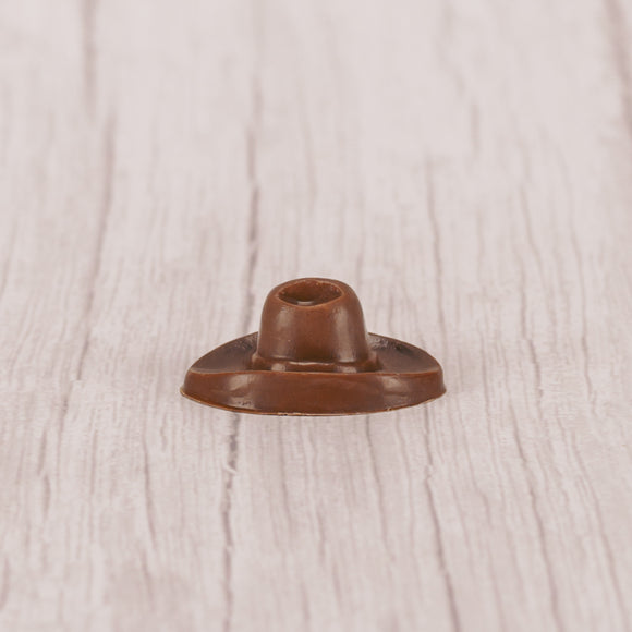 a tiny milk chocolate cowboy hat. Individually packaged.