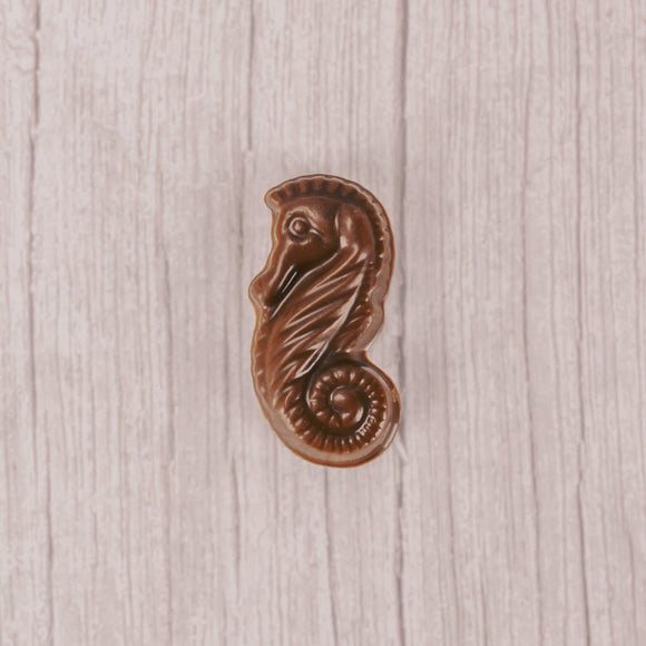 a small milk chocolate seahorse. Individually packaged.
