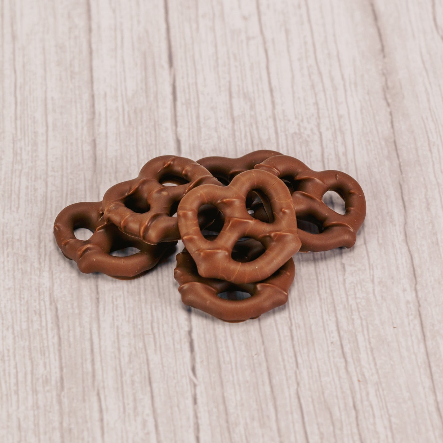 Pretzels dipped in smooth milk chocolate. A six piece bag.
