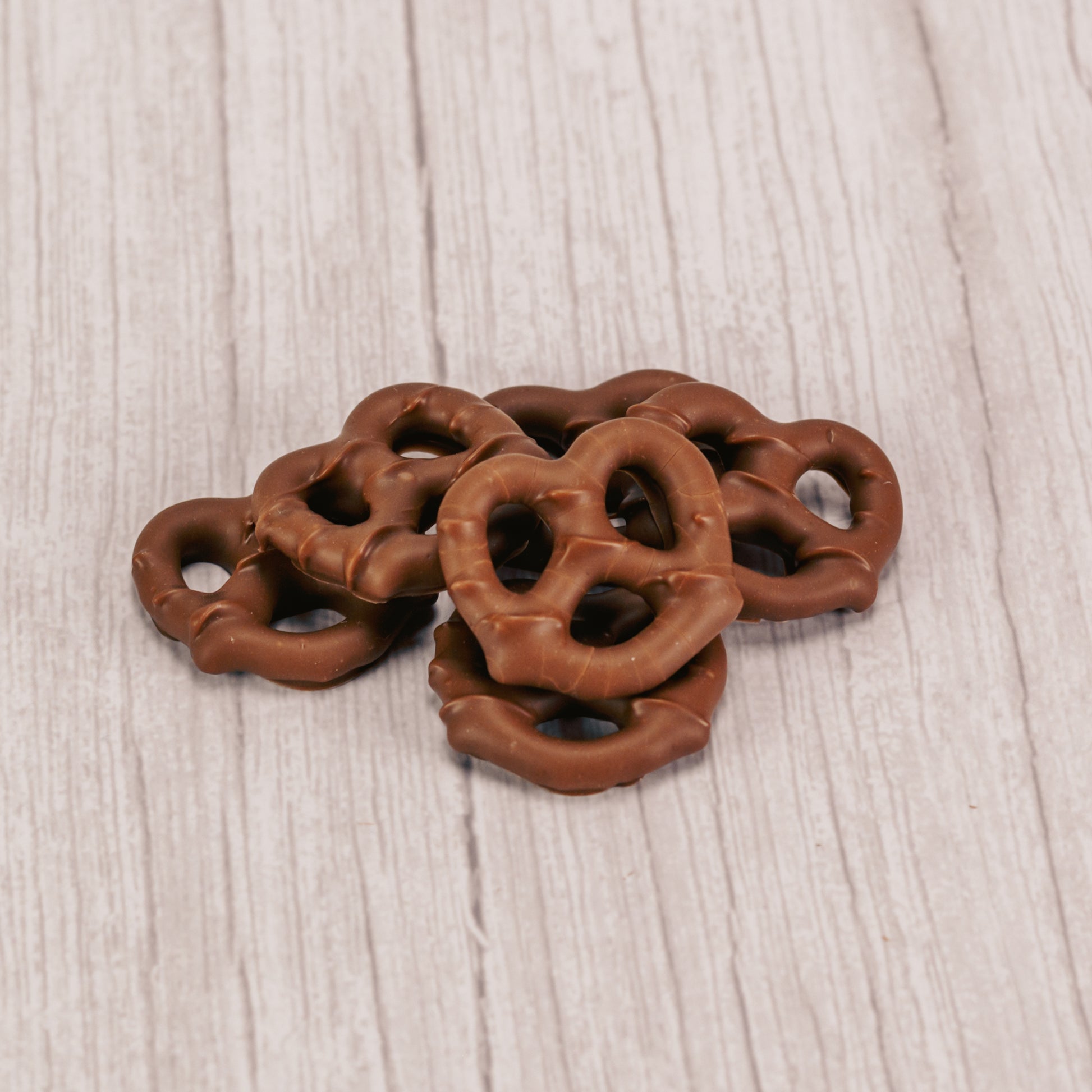 Pretzels dipped in smooth milk chocolate. A six piece bag.