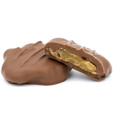 Crushed potato chip pieces with caramel covered in smooth milk chocolate. Sweet and salty combination in a pound box.