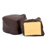 smooth creamy peanut butter center covered in dark chocolate in a half pound box.
