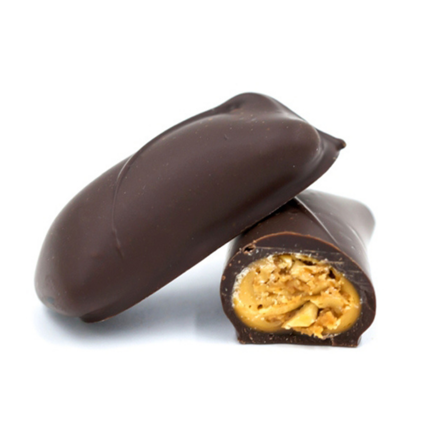 crunchy peanut butter center covered in rich dark chocolate in a one pound box.