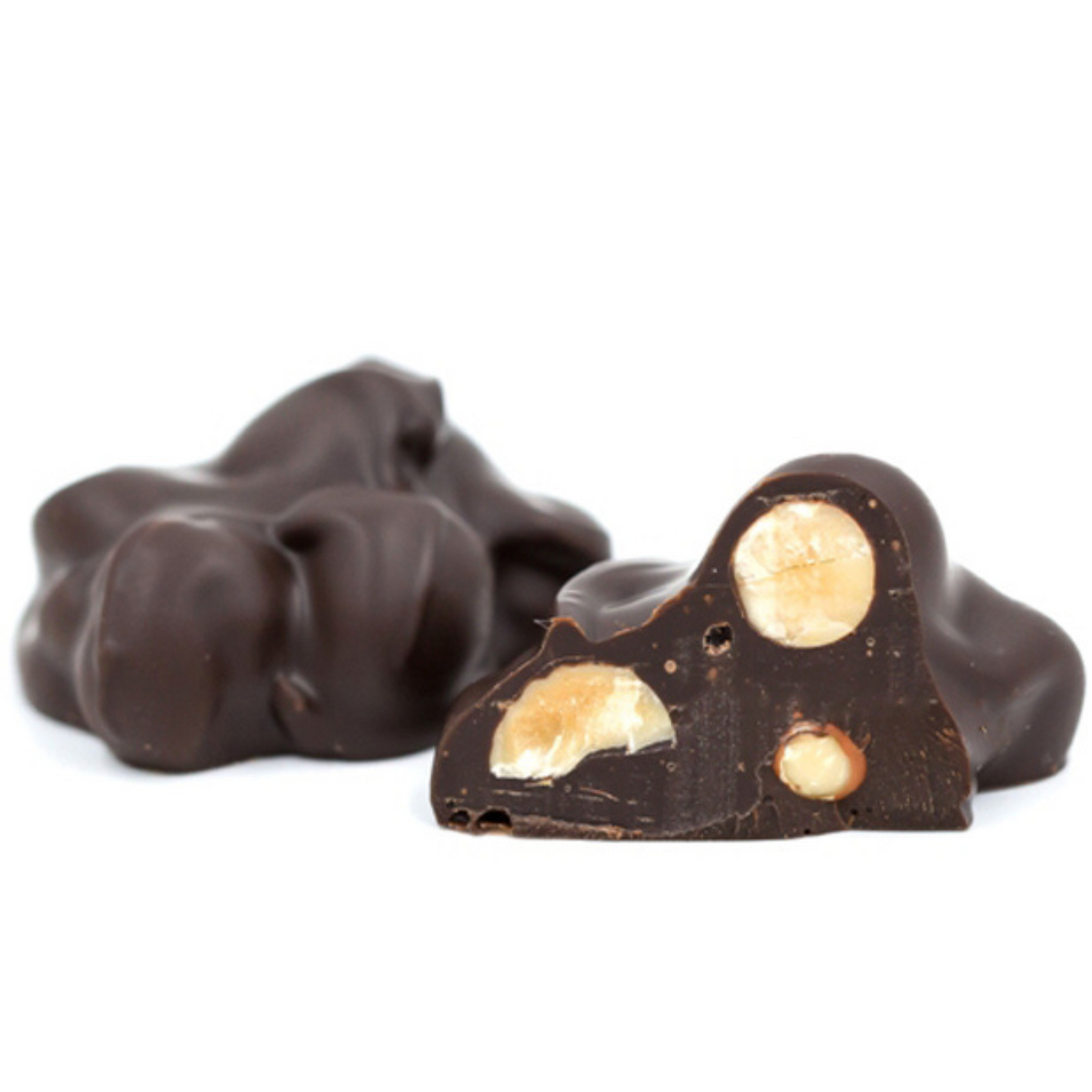 peanuts dipped in dark chocolate in a one pound box.