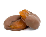 Apricot mostly dipped in milk chocolate.