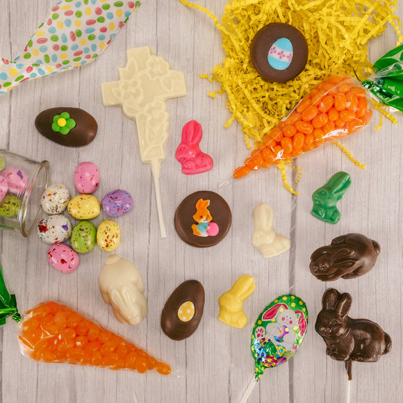 Wonderful treats to fill your Easter baskets with like suckers, gummies, eggs and more!