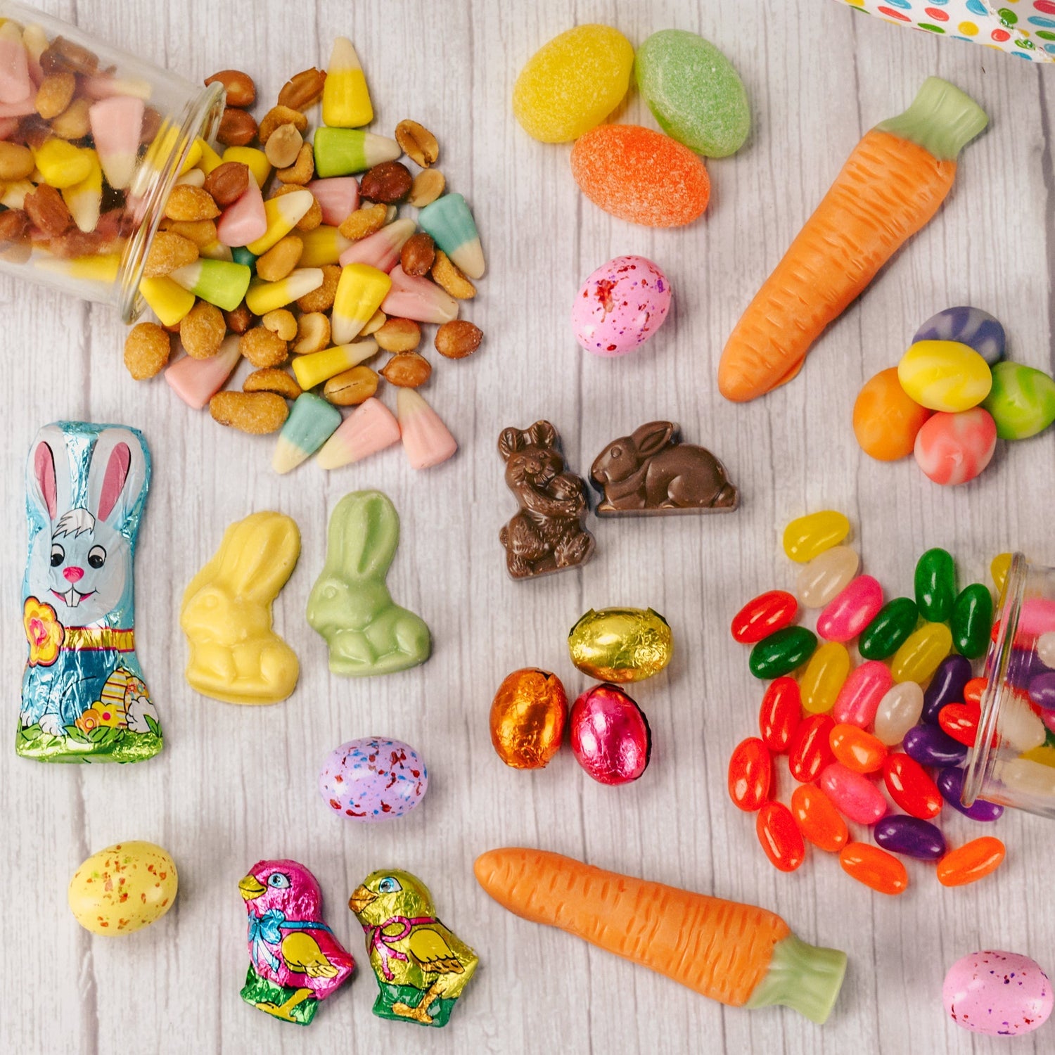 A collection of Easter candy to fill your bowls and dishes or even baskets! Gummies, foil pieces, and more!