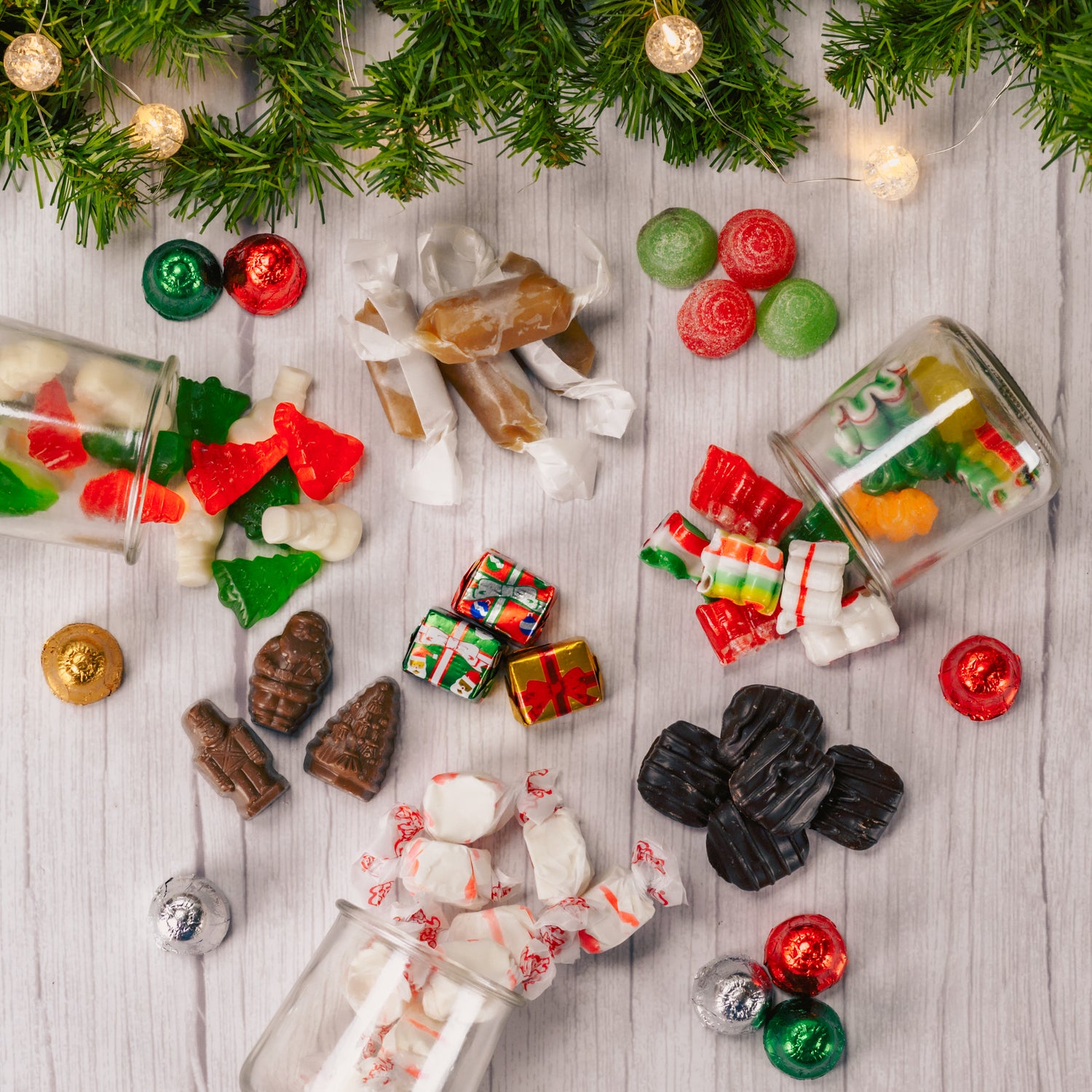 Christmas candies to fill your candy dish with! Gummies, chocolates and more!