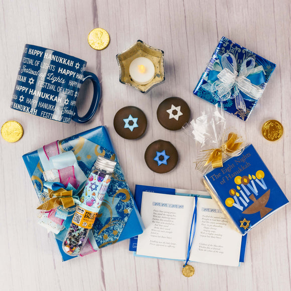 Treats and gifts for the Hanukkah holiday celebration.