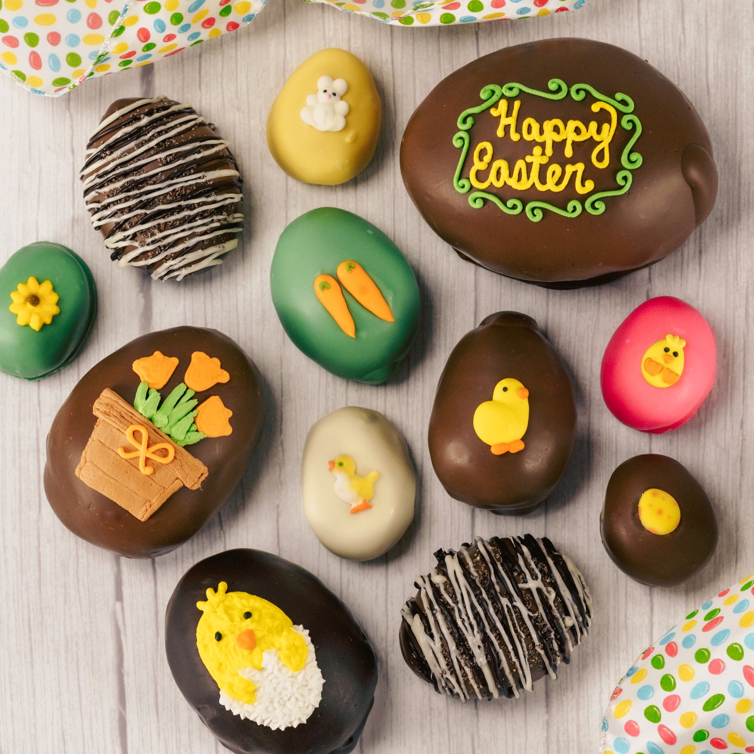 Easter cream filled egg flavors and sizes.