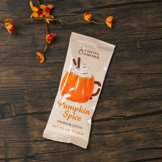 one serving bag of pumpkin spice hot cocoa mix