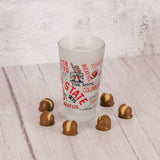 a Big Gulp amount - over a half pound - of our divine Buckeyes is filled in this frosted Ohio State glass cup, that has all the Ohio State lingo written all over it. 