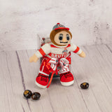 a small Brutus plush when squeezed will play The Ohio State Fight Song, and is packaged with sweet treats