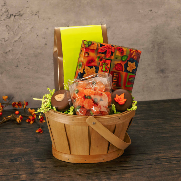 a basket filled with wonderful treats for fall