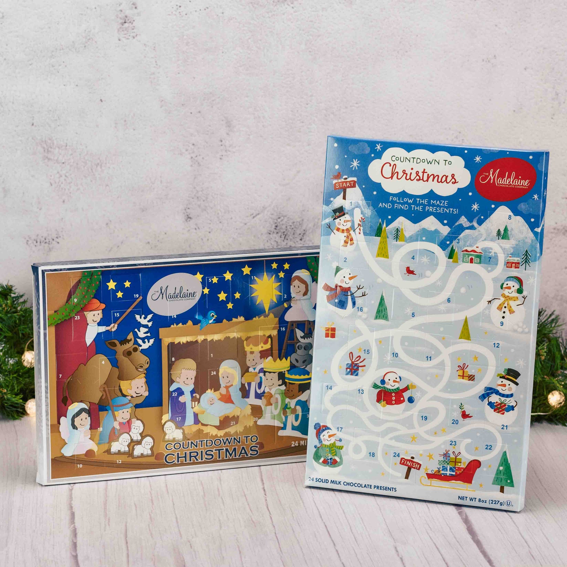 Enjoy counting down the days to Christmas with the classic Advent Calendar, even better, these are filled with 24 delicious Milk Chocolate Foil Wrapped Presents! Open a sweet treat each day as you await the joy of Christmas! Choose a Nativity or Snowman Maze calendar.