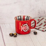 Red Ohio State camp styled mug filled with sweet treats