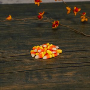 a small single serving bag of candy corn for trick or treaters or fall party favors.