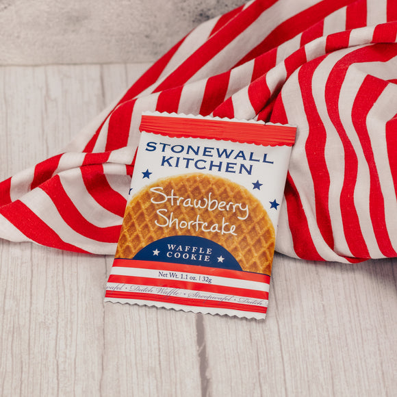 Snack on a unique treat this summer that features a gooey strawberry filling between thin waffle cookies to create a sweet and satisfying snack. Enjoy warmed over a cup of coffee or with ice cream for the perfect patriotic treat made by Stonewall Kitchen. Individually packaged.