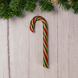 a large raspberry flavored filled candy cane
