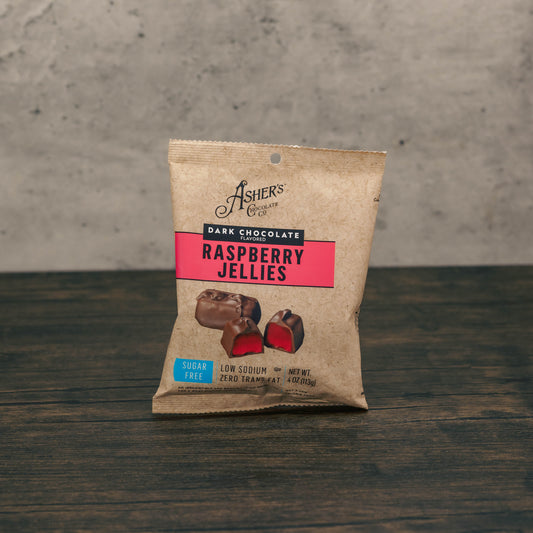 1/4 lb. bag of sugar free dark chocolate raspberry jellies