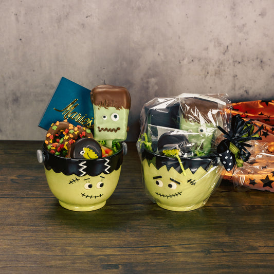 A monster bowl is filled with sweet treats. Choose a Frank or Bride bowl