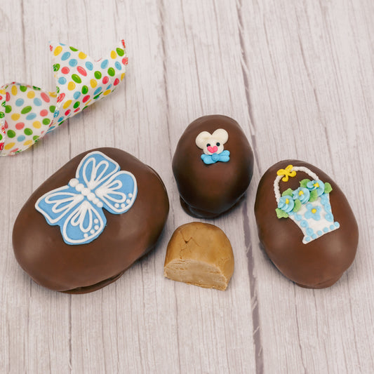 maple cream filled eggs covered in milk chocolate 