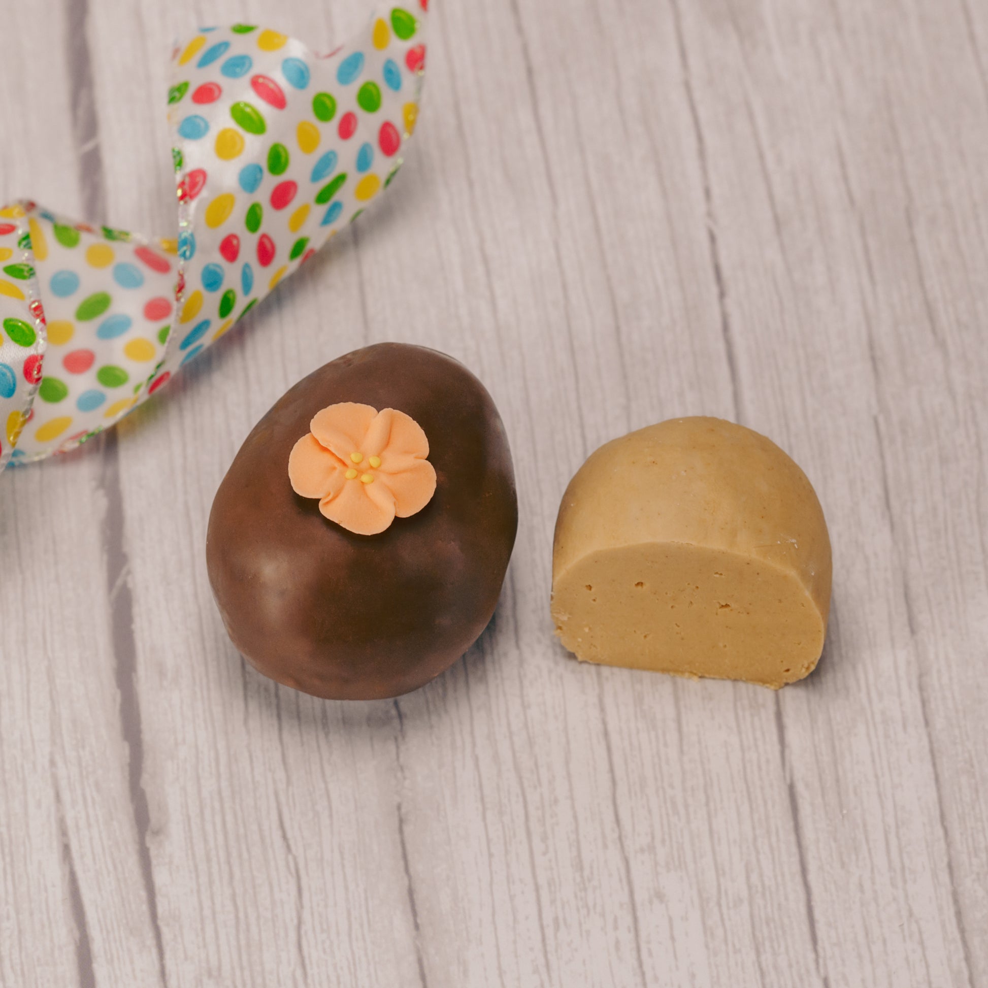  smooth peanut butter cream filled eggs for Easter in milk or dark chocolate or white coating