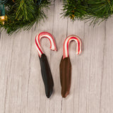 candy canes dipped in milk chocolate or dark chocolate. Individually wrapped.