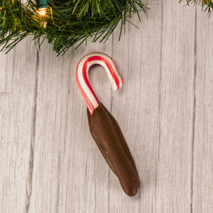 candy canes dipped in milk chocolate or dark chocolate. Individually wrapped.