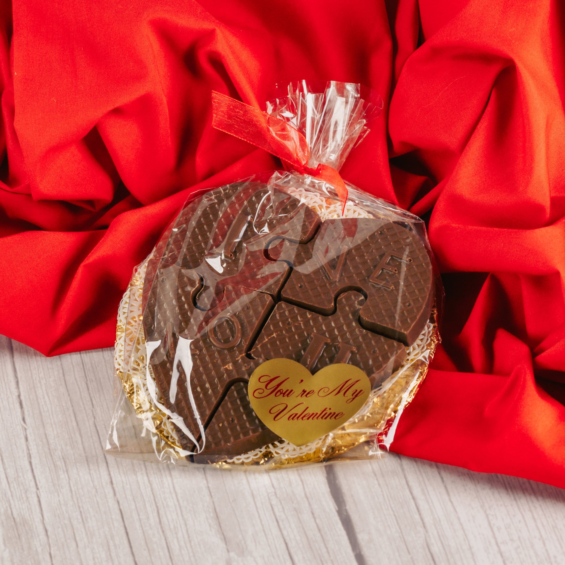 milk chocolate puzzle that reads I LOVE U