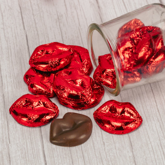 half pound bag of milk chocolate foil wrapped lips.