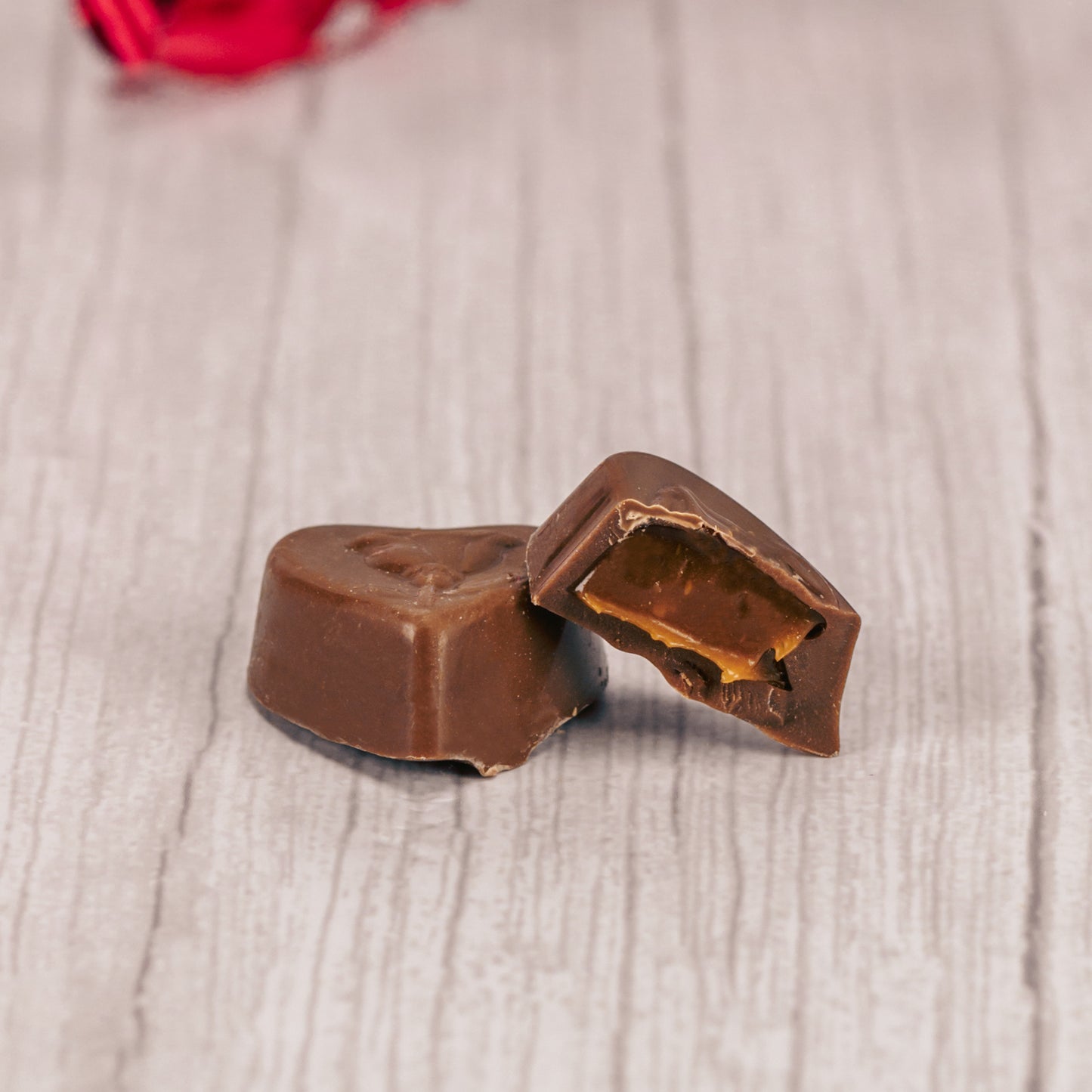 caramel filled milk chocolate hearts