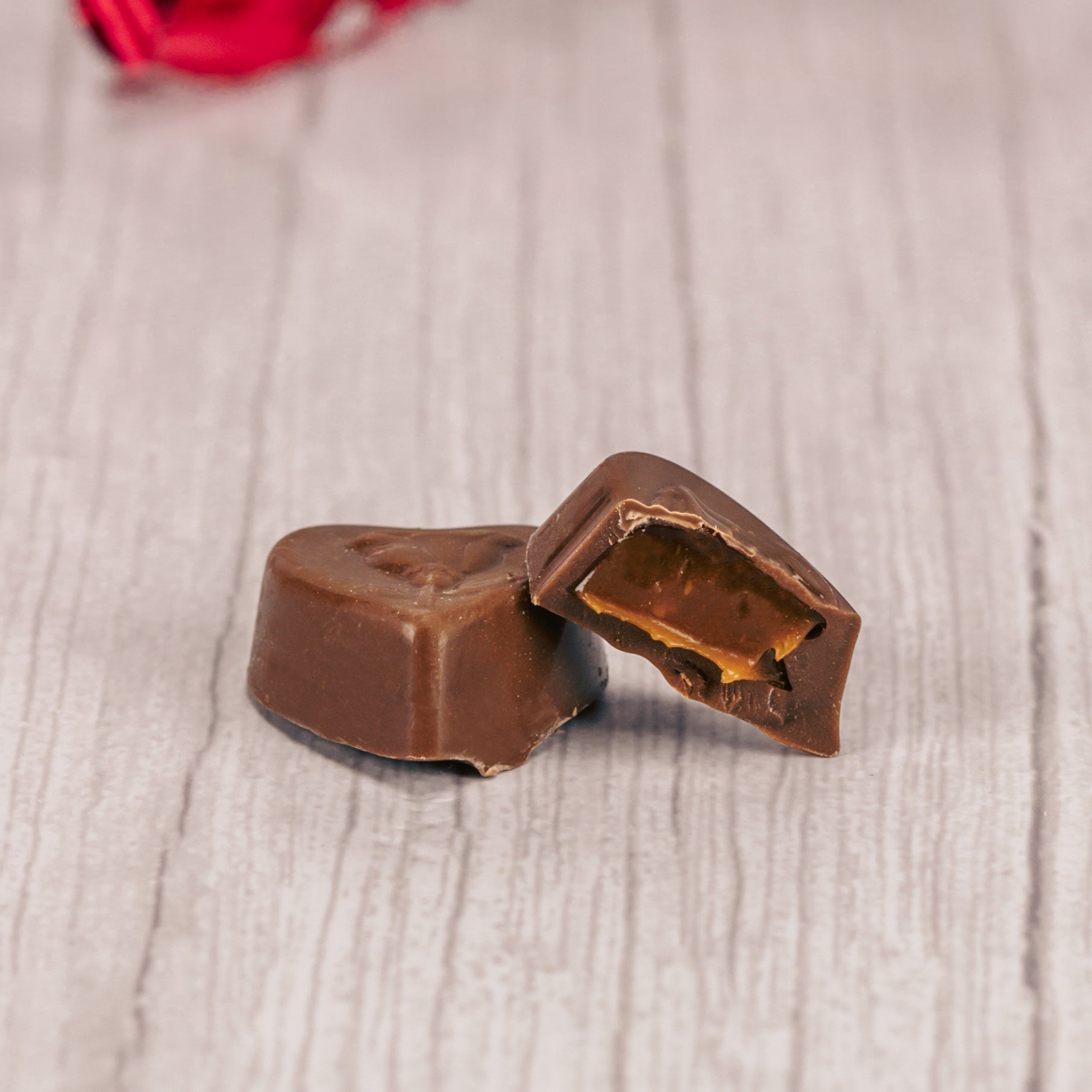 caramel filled milk chocolate hearts