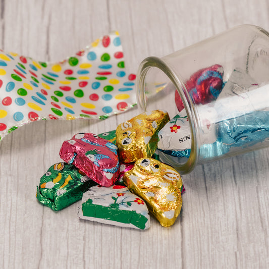 half pound bag of foil wrapped milk chocolate bunnies 