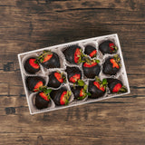 a half pound box of dark chocolate covered strawberries
