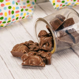 a half pound bag of milk chocolate with peanut butter filled spring characters. perfect for your candy dish!