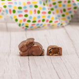 a half pound bag of milk chocolate with caramel centers bunnies