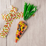 choose between Reese's Pieces or Jelly Belly Orange, Tangerine or Orange Sherbet jelly beans placed in a plastic bag to look like a carrot.