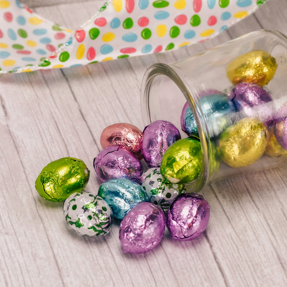 A half pound bag of foil wrapped white chocolate eggs to snack on or fill your candy dish with!