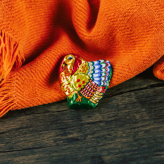 Individually wrapped milk chocolate turkeys in foil
